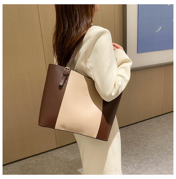 CL1216 - Two-tone Tote Shoulder Bag
